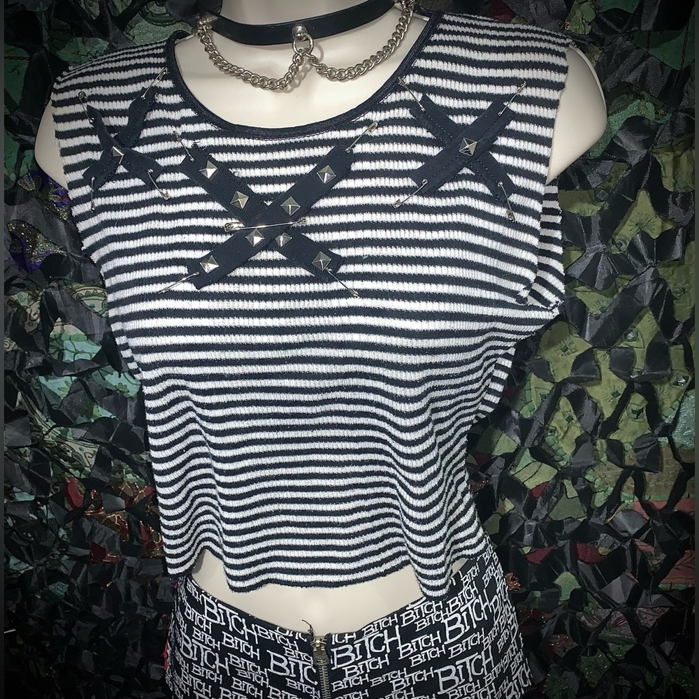 SALE Vintage OOAK Serious Los Angeles Stripey Triple Xs Top